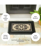 Evergreen Cambridge Letter M Monogram Burlap Sassafras Indoor Outdoor Switch Doormat1'10"x10"Brown