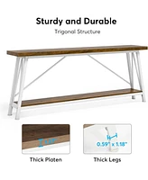 Tribesigns 70.9 Inches Extra Long Sofa Table Behind Couch, Industrial Entry Console Table for Hallway, Entryway, Living Room, Light Brown and White