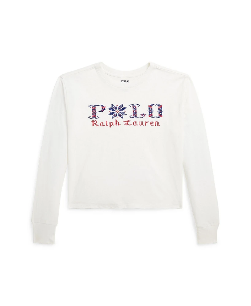 Polo Ralph Lauren Big Girls Logo Cotton Boxy Long-Sleeve Tee