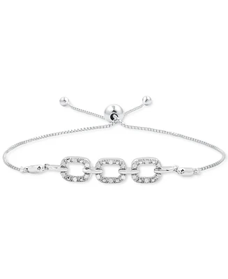 Diamond Oval Triple Link Bolo Bracelet (1/6 ct. t.w.) in Sterling Silver