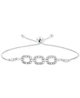 Diamond Oval Triple Link Bolo Bracelet (1/6 ct. t.w.) in Sterling Silver