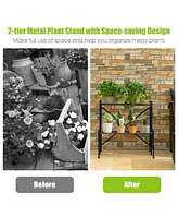 Skonyon 2-Tier Metal Plant Stand Garden Shelf