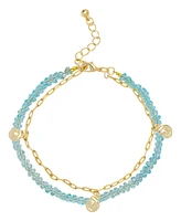 Macy's Simulated Blue Topaz 2 Layer Bracelet