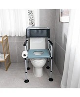 Sugift 4-in-1 Folding Bedside Commode Chair with Detachable Bucket and Towel Holder