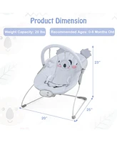 Skonyon Kids Portable Baby Bouncer Rocker Seat with Detachable Toy Bar-Gray