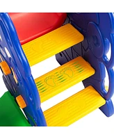 3 in 1 Junior Children Climber Slide Swing Seat Basketball Hoop Playset Backyard