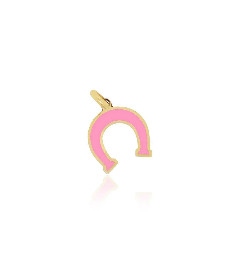 The Lovery Bubblegum Pink Horseshoe Charm 14K Gold 9 millimeters