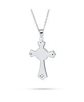 Bling Jewelry Created White Opal Cz Christian Eternal Circle Botonee Cross Pendant Necklace For Women For Sterling Silver