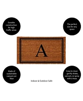 Evergreen Monogram Indoor Outdoor 100% Natural Coir Doormat 28" x 16" | Letter "A"