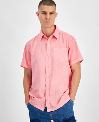 Sun + Stone Men's Blake Linen Chambray Short Sleeve Button-Front Shirt, Created for Macy's