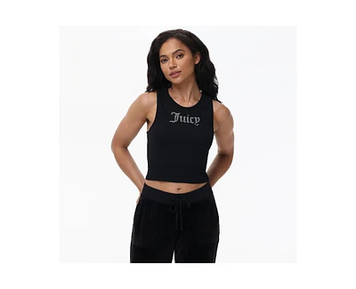 Juicy Couture Women's Small Bling High Neck Crop Tank