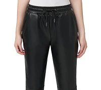 Hue Women's High-Rise Faux-Leather Drawstring Pants