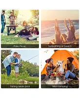 Costway Portable Folding Picnic Double Chair W/Umbrella Table