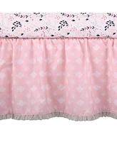 Lambs & Ivy Forever Friends White/Pink/Gray Woodland Fox/Owl 4-Piece Nursery Crib Baby Bedding Set