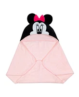 Lambs & Ivy Baby Girls Disney Baby Minnie Mouse Pink Cotton Hooded Baby Bath Towel