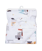 Bedtime Originals Construction Zone White Cozy Fleece Trucks Baby Blanket