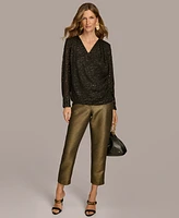 Donna Karan New York Women's Long Sleeve Metallic Top