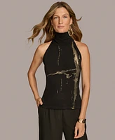 Donna Karan New York Women's Mock-Neck Sleeveless Top