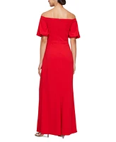 Alex Evenings Women's Off-The-Shoulder Balloon-Sleeve Gown