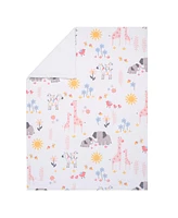 Lambs & Ivy Jazzy Jungle White Fleece Safari Animals Soft Baby Blanket