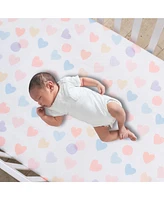 Bedtime Originals Rainbow Hearts Pink/Purple 3-Piece Baby Crib Bedding Set