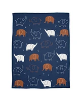 Lambs & Ivy Playful Elephant Blue/White Cotton 3-Piece Baby Crib Bedding Set