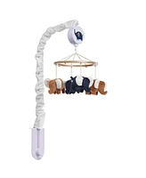 Lambs & Ivy Playful Elephant Blue/White Musical Baby Crib Mobile Soother Toy