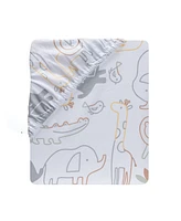 Lambs & Ivy Jungle Story 100% Cotton Safari Baby Fitted Crib Sheet - White