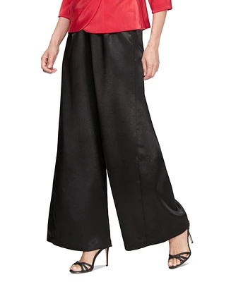 Alex Evenings Women's High Rise Wide-Leg Satin Pants