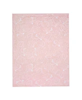 Lambs & Ivy Petals Pink/White Floral Fleece Faux Shearling Soft Baby Blanket