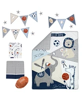 Lambs & Ivy Hall of Fame Sports Animals 5-Piece Crib Bedding Set - Gray/Blue