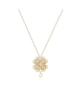 The Lovery Fluted Gold Single Clover Necklace 14K Gold