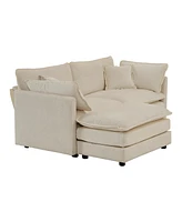 Streamdale Furniture Beige Chenille Sectional with Ottoman for Small Living Space