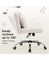 Streamdale Furniture Armless Fabric Office Chair with Crisscross Legs and Lumbar Pillow