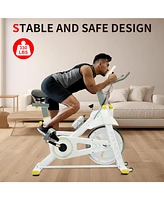 Streamdale Furniture Indoor Exercise Bike Cycling Bike with Comfortable Seat Cushion Yellow+White