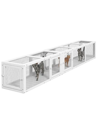 Streamdale Furniture Wooden Cat Tunnel with Combinable Design and 8 Doors