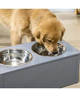 Streamdale Furniture Elevated Dog Bowls with Storage and Stainless Steel Bowls