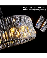 Modern Crystal Drum Chandelier with Black Frame for Home Lighting