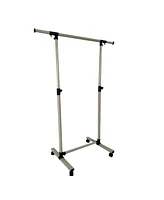 Short, Rolling Clothing Racks with Storage Shelves