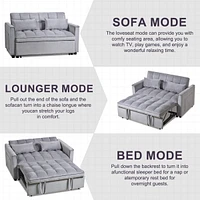 Convertible Sleeper Sofa Bed with Velvet Loveseat