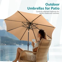 9ft Outdoor Patio Umbrella with Tilt and Crank, Uv and Waterproof (Khaki)