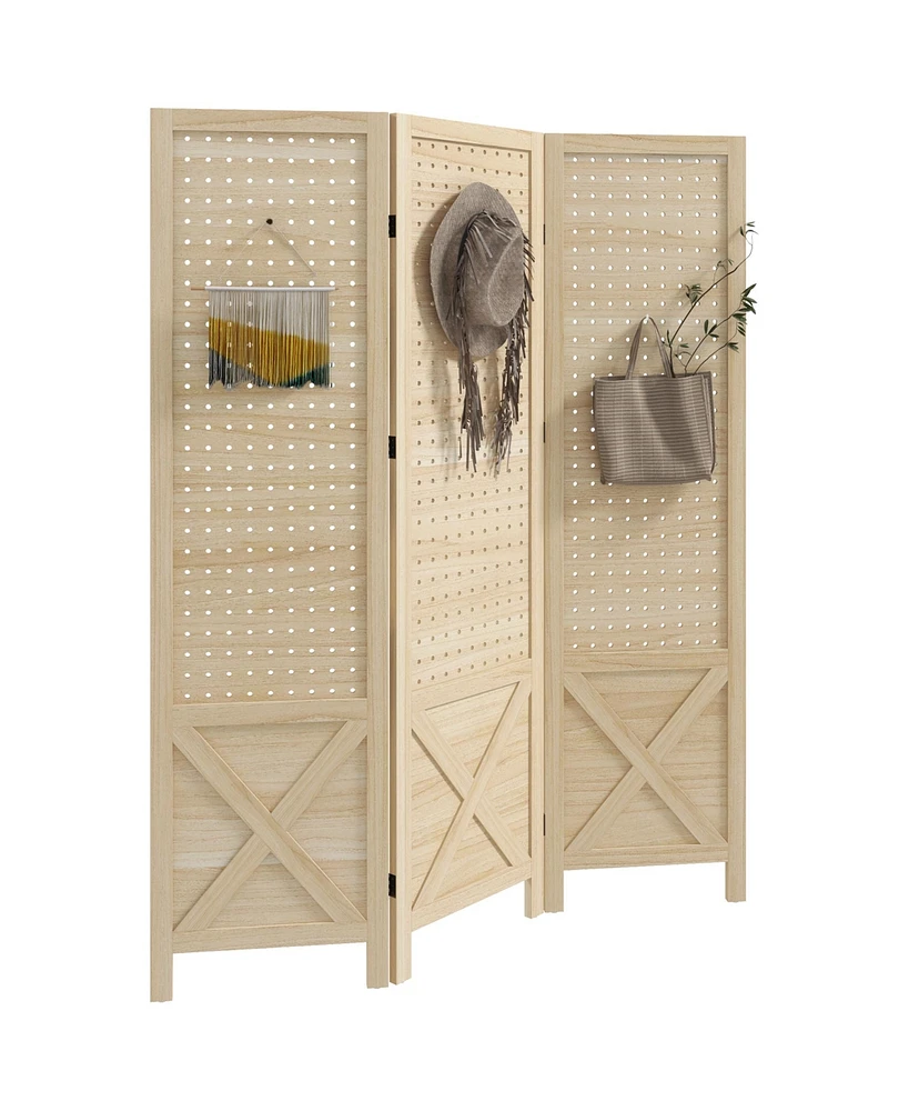 Simplie Fun 3-Panel Pegboard Display Room Divider