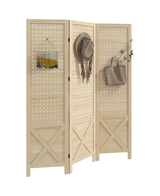 Simplie Fun 3-Panel Pegboard Display Room Divider