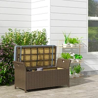 27 Gallon Wicker Patio Bench with Storage