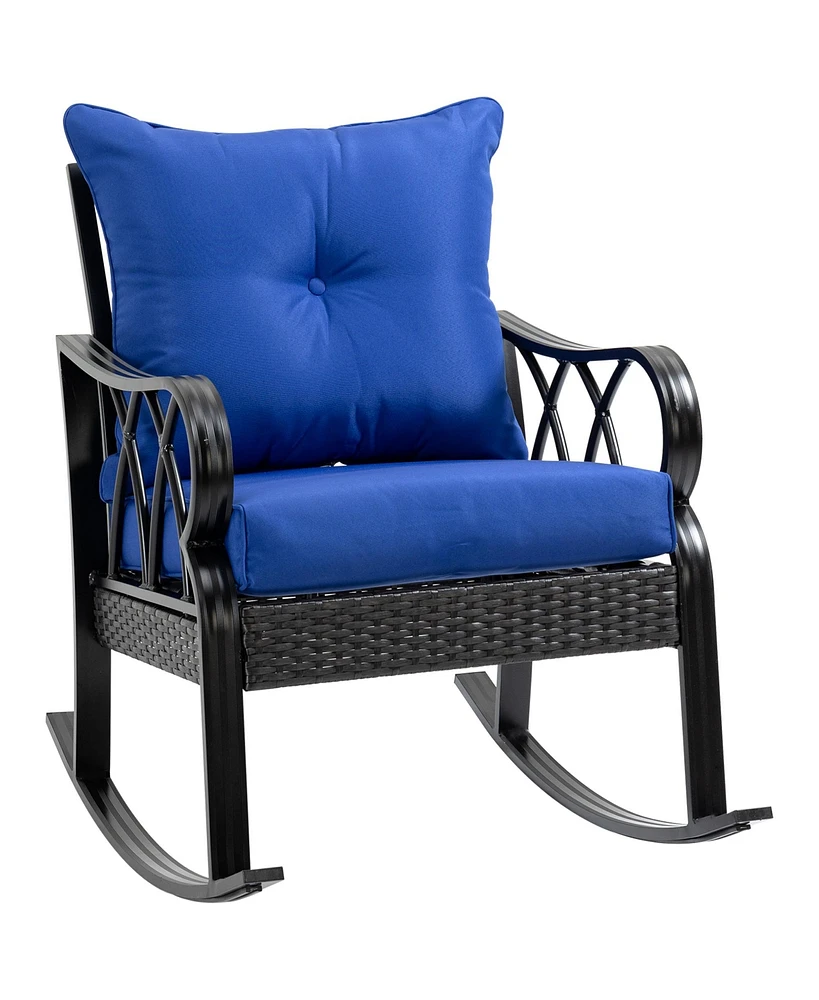 Streamdale Furniture Outdoor Wicker Rocking Chair with Aluminum Frame and Cushions