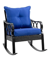 Streamdale Furniture Outdoor Wicker Rocking Chair with Aluminum Frame and Cushions