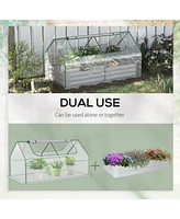 Galvanized Raised Garden Bed with Mini Greenhouse Cover