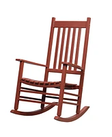 Wooden Outdoor Rocking Chair for Garden with High Back (Supports 352 lbs.)