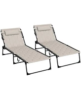 Streamdale Furniture Folding Chaise Lounges: 5-Level Recline, Padded Seat, Side Pocket & Headrest