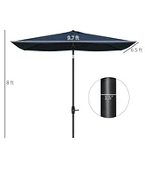 Rectangular Market Umbrella for Patio, 6.5' x 10', Blue